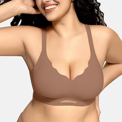 Scalloped Wireless Bras with Mesh