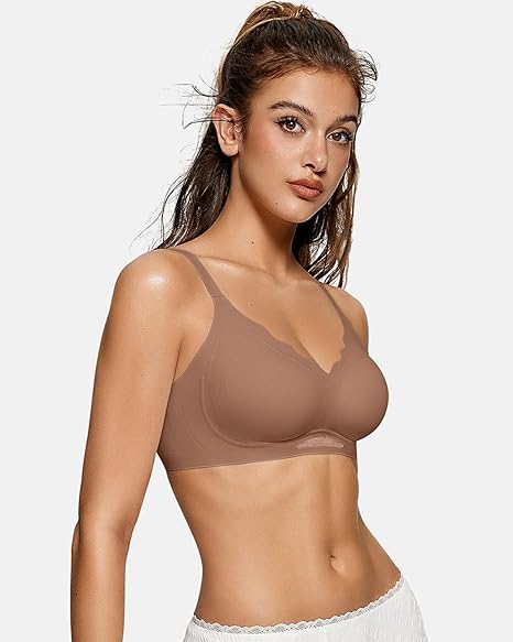 Scalloped Wireless Bras with Mesh