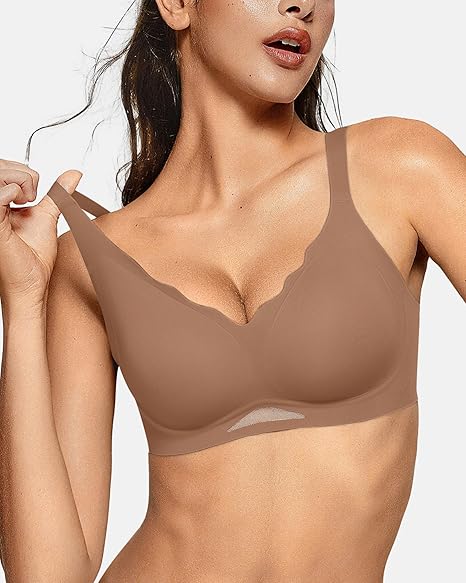 Scalloped Wireless Bras with Mesh
